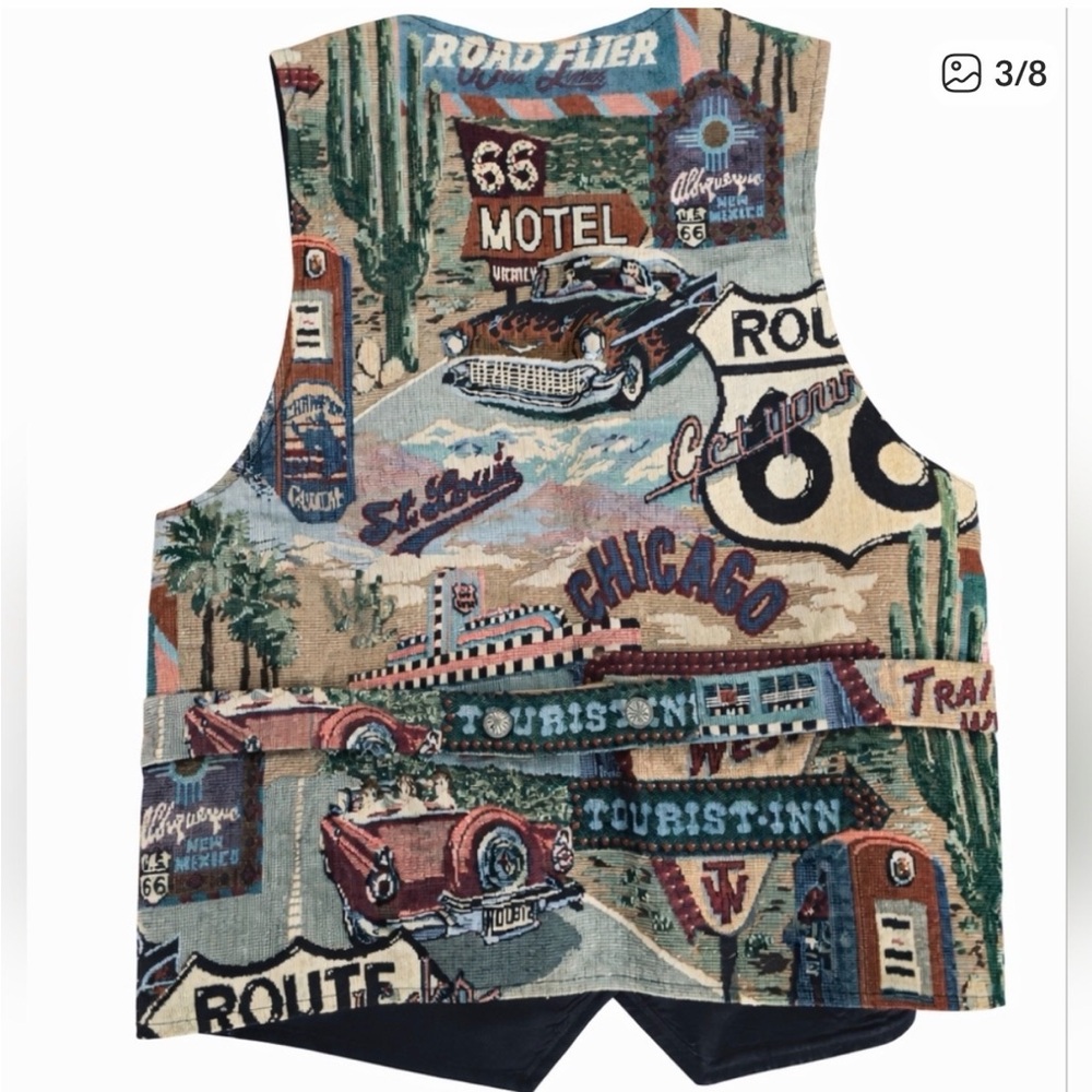 Vintage Multicolor Route 66 Vest - Picture 2 of 7